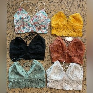 LOT - 6 Pieces - Victorias Secret PINK Lace Bralette Bra Racerback Medium